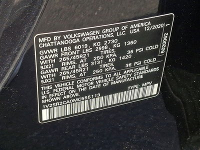 2021 Volkswagen Atlas 3.6L V6 SEL R-Line