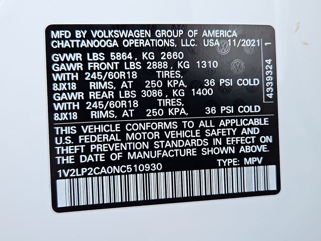 2022 Volkswagen Atlas 2.0T SE