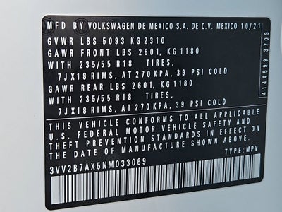 2022 Volkswagen Tiguan 2.0T SE