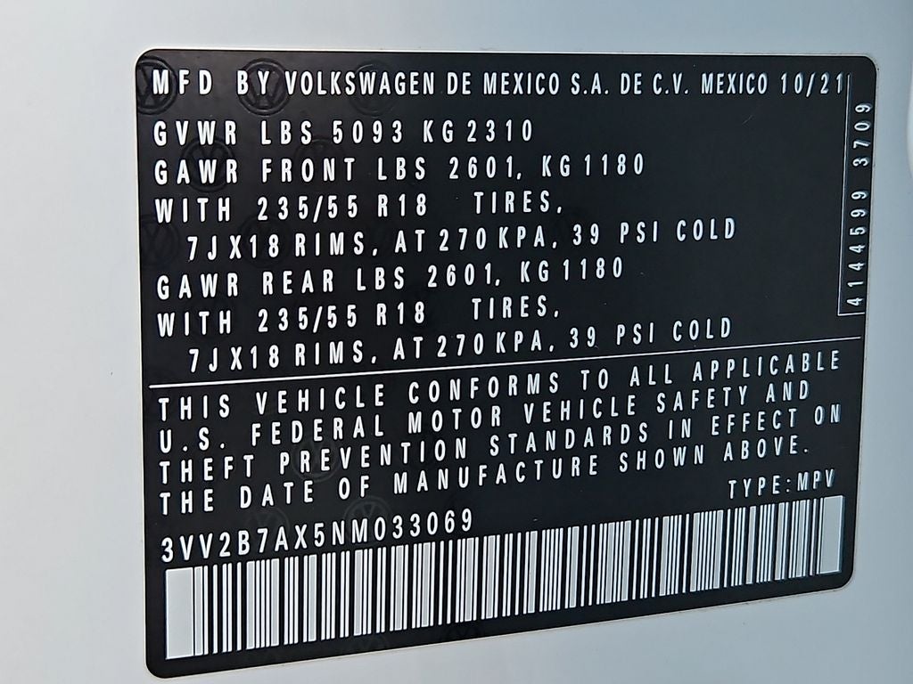 2022 Volkswagen Tiguan 2.0T SE