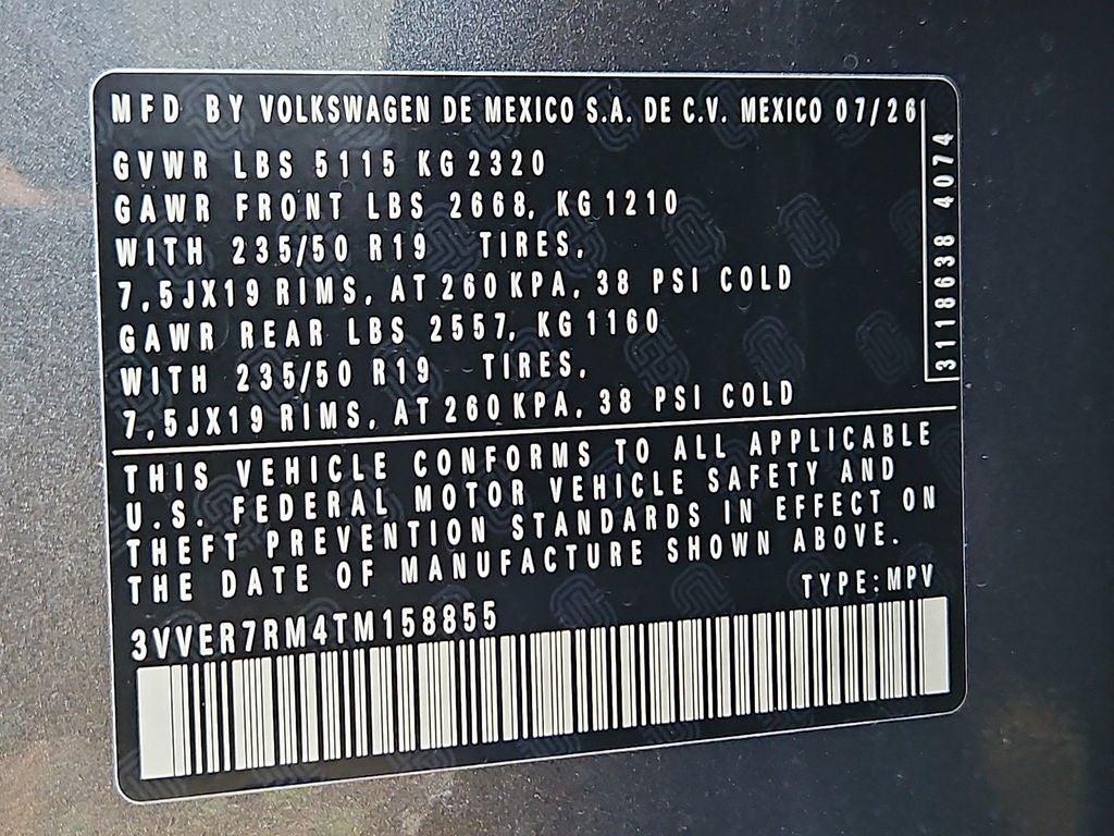 2026 Volkswagen Tiguan 2.0T SE