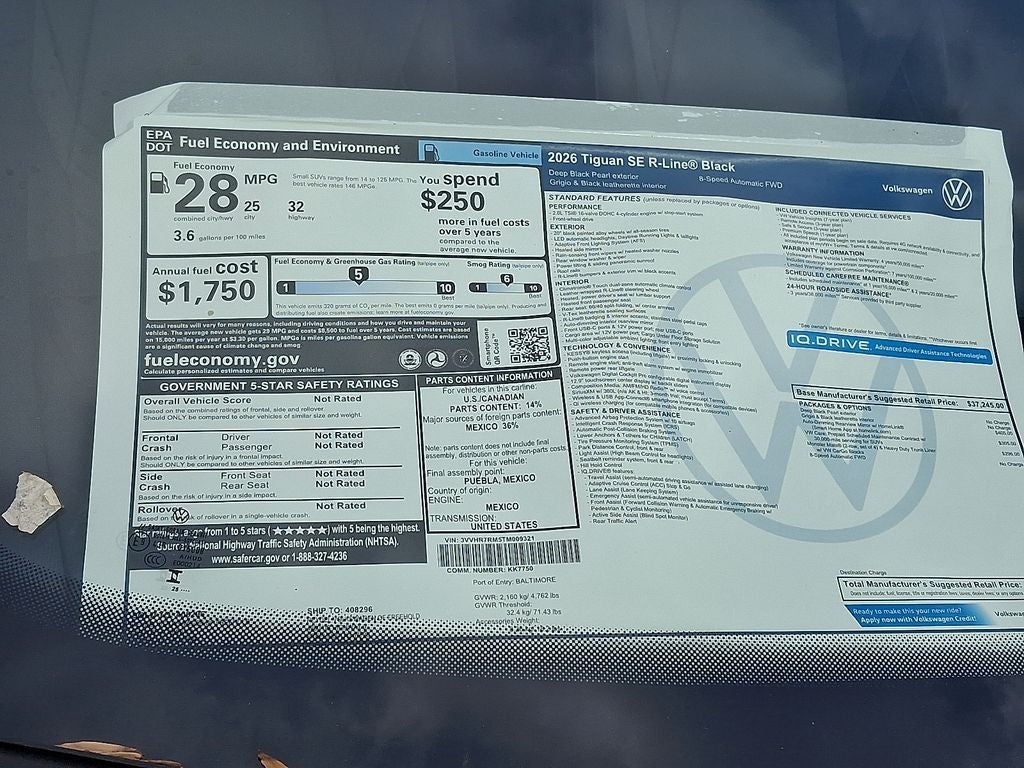 2026 Volkswagen Tiguan 2.0T SE R-Line Black