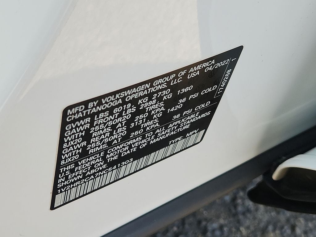 2022 Volkswagen Atlas 3.6L V6 SE w/Technology