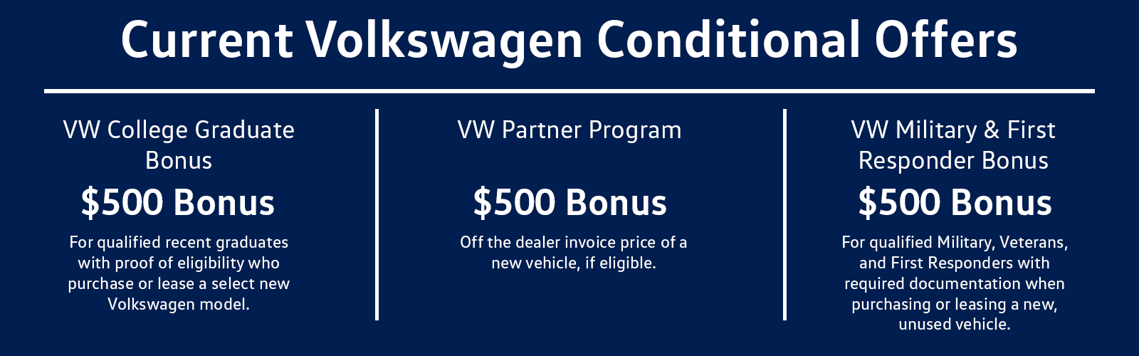 .Current Volkswagen Conditional Offers