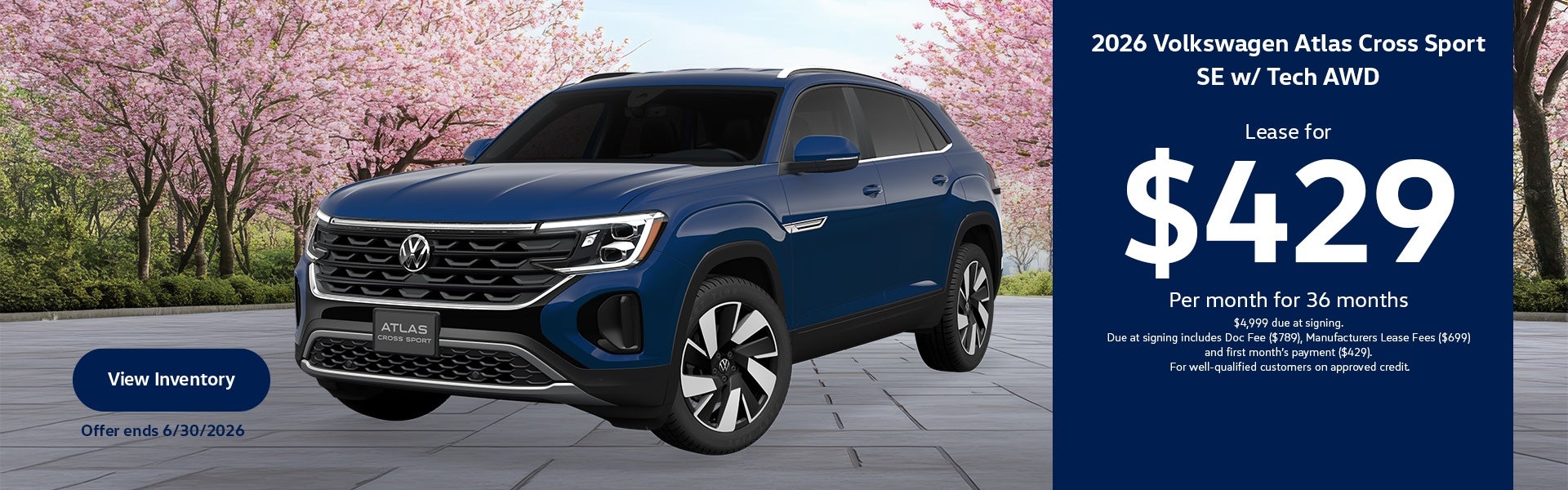 New 2026 Volkswagen Atlas Cross Sport SE/Tech AWD Lease Special VW NJ Deals